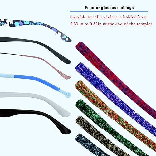Miniatura 5 de Correa para gafas (paquete de 6) soporte para gafas, correa de nailon elástico suave para hombres y mujeres