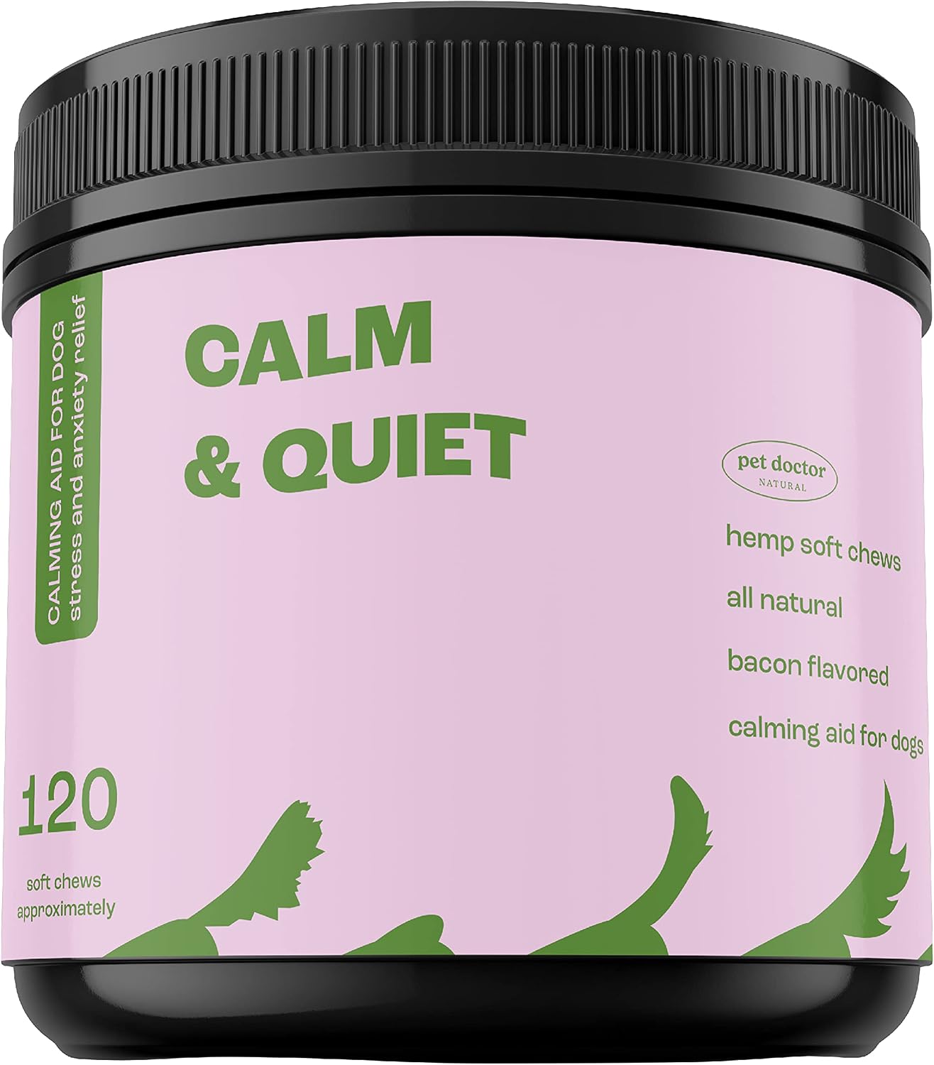 Calm and Quiet Hemp Soft Chews - Bacon Flavor - All Natural - Calming Aid for Dogs - Ideal for Dog Relaxing Anxiety Relief Calming Aid…