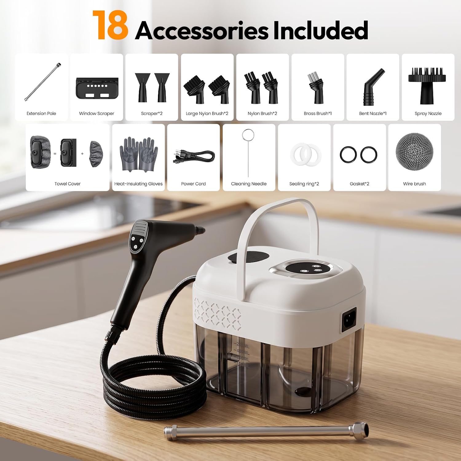 Steam Cleaner, 6-Level Adjustable Handheld Steam Cleaner for Home & Car