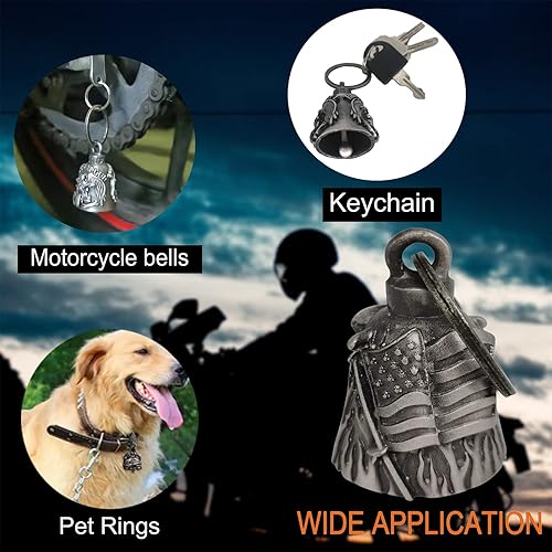 Miniatura 3 de Paquete de 2Campanas de motocicleta para motociclista guardián, campanas de montar con colgador, accesorio de motocicleta o llavero para buena suerte