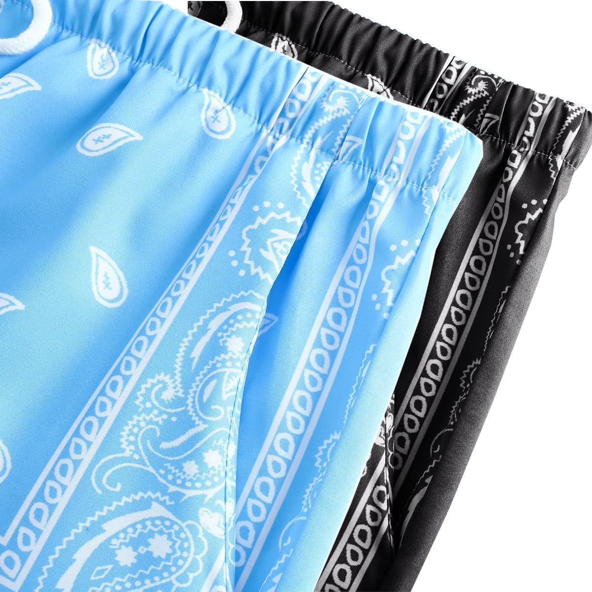 Men's 2 Pack Paisley Print Graphic Shorts Drawstring Waist Boho Tribal Summer Bandana Shorts with Pockets - Image 4