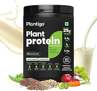 Top 8 Plant‑Based Protein Powders in India for Daily Nutrition 12 Plantigo Plant Protein Powder 500g - Unsweetened, Unflavoured, No added Sugar & Sweetener | Plant Based Pea Protein Powder...
