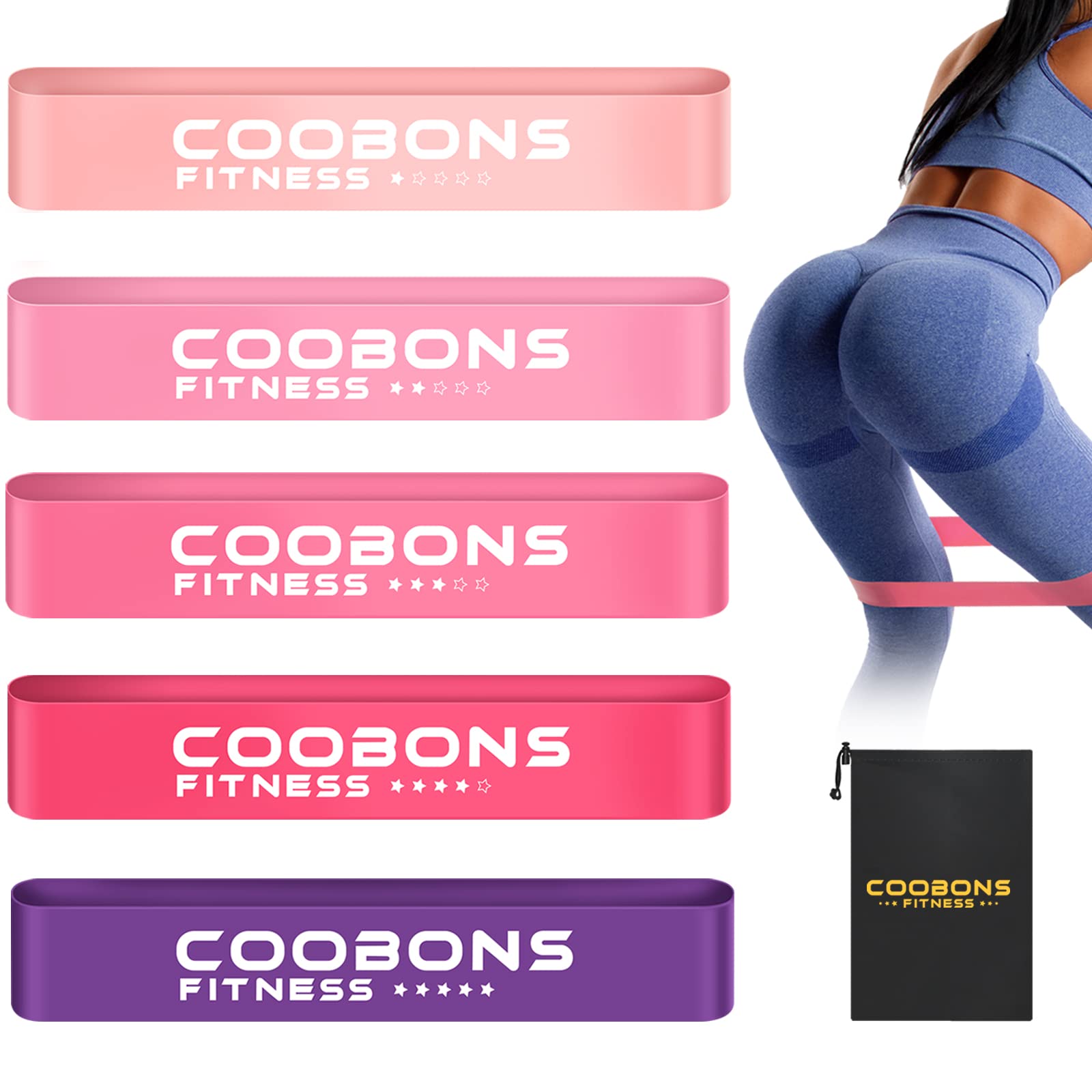 Resistance Bands for Legs and Butt, Exercise Bands Booty Bands Hip Bands Wide Workout Bands Sports-Fitness Bands Stretch Resistance Loops Band Anti Slip Elastic (Set of 3)