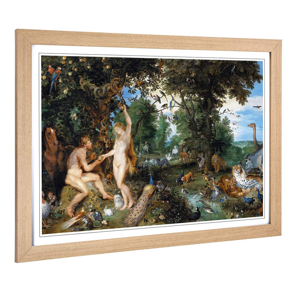 Big Box Art Framed Print of Peter Paul Rubens The Garden of Eden with The Fall of Man Design | Wall Art Picture| Home Decor for Living Room, Bedroom, Office, Oak, A2 / 24.5x18 Inch / 62x45cm