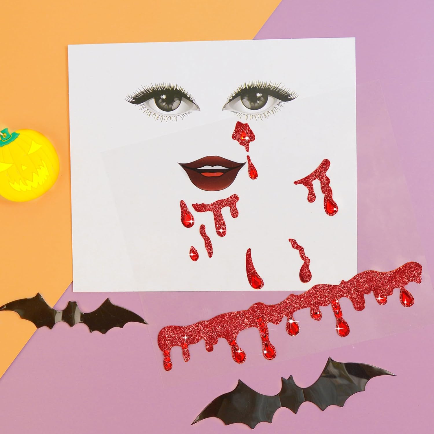 Parma77 Vampire Face Jewels, Vampire Costume Women Face Jewels Stick on, Vampire Accessories Vampire Face Stickers Halloween Costumes for Women