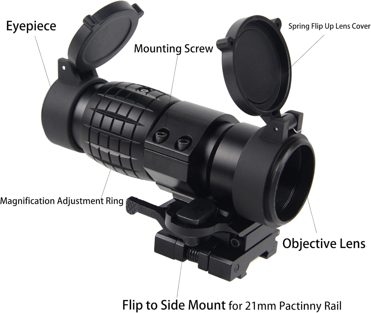 Red Dot Magnifier, 3X Magnifier Scope Flip to Side, for Airosft
