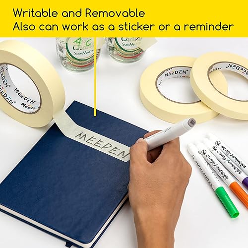 Miniatura 5 de MEEDEN 5 paquetes de cintas blancas para artistas, 0.2 pulgadas, 0.5 pulgadas, 0.75 pulgadas, 1.0 pulgadas, 1.4 pulgadas x 60 yardas, cinta adhesiva