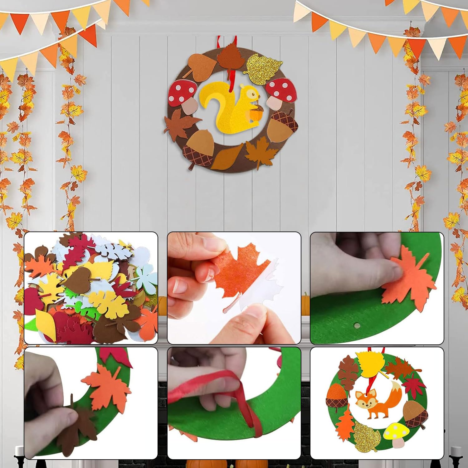 Herbst-Bastelset Für Kinder – 131 Teile, Filz-Kränze, Igel, Blätter – Kreatives DIY-Set Für Jungen & Mädchen