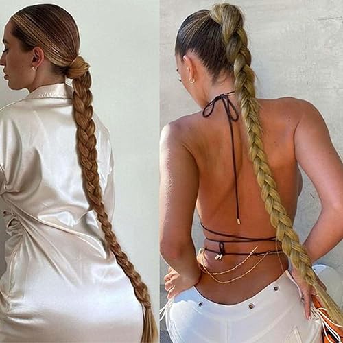 Miniatura 5 de YOSILADY Extensión de cabello sintético para mujer, cola de caballo trenzada de 34 pulgadas de largo con banda elástica envolvente, para uso diario