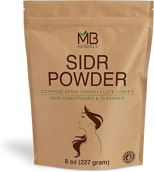 MB Herbals Sidr Powder 8 oz / 0.5 Pound 227 Gram | WildCrafted | Seder Lote Leaves | Ziziphus spina christi | Natural Hair Conditioner & Cleanser | Sidr 99.5%, Neem 0.5%