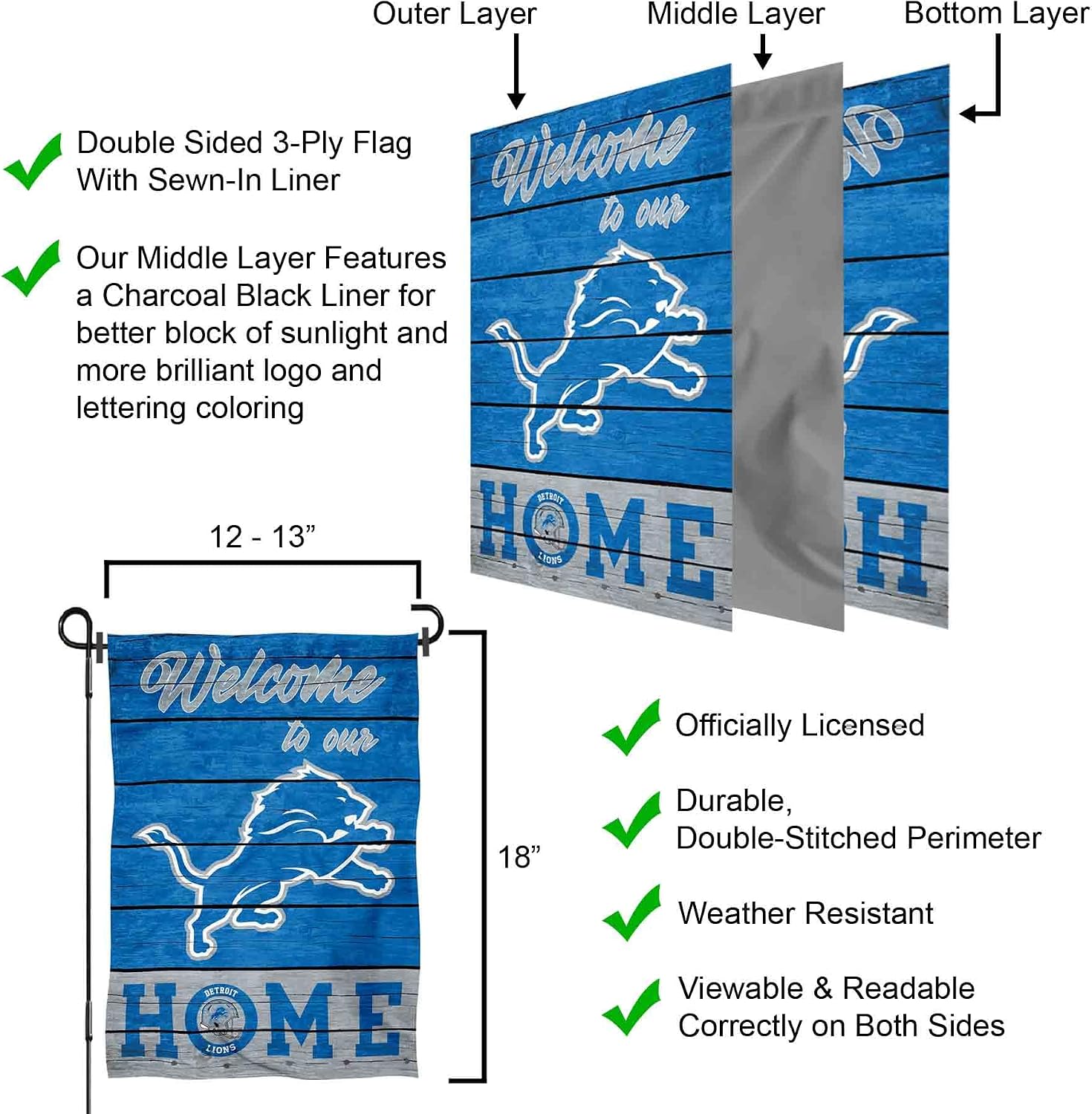 WinCraft Lions Welcome to Our Home Garden Flag and Flagpole Mount