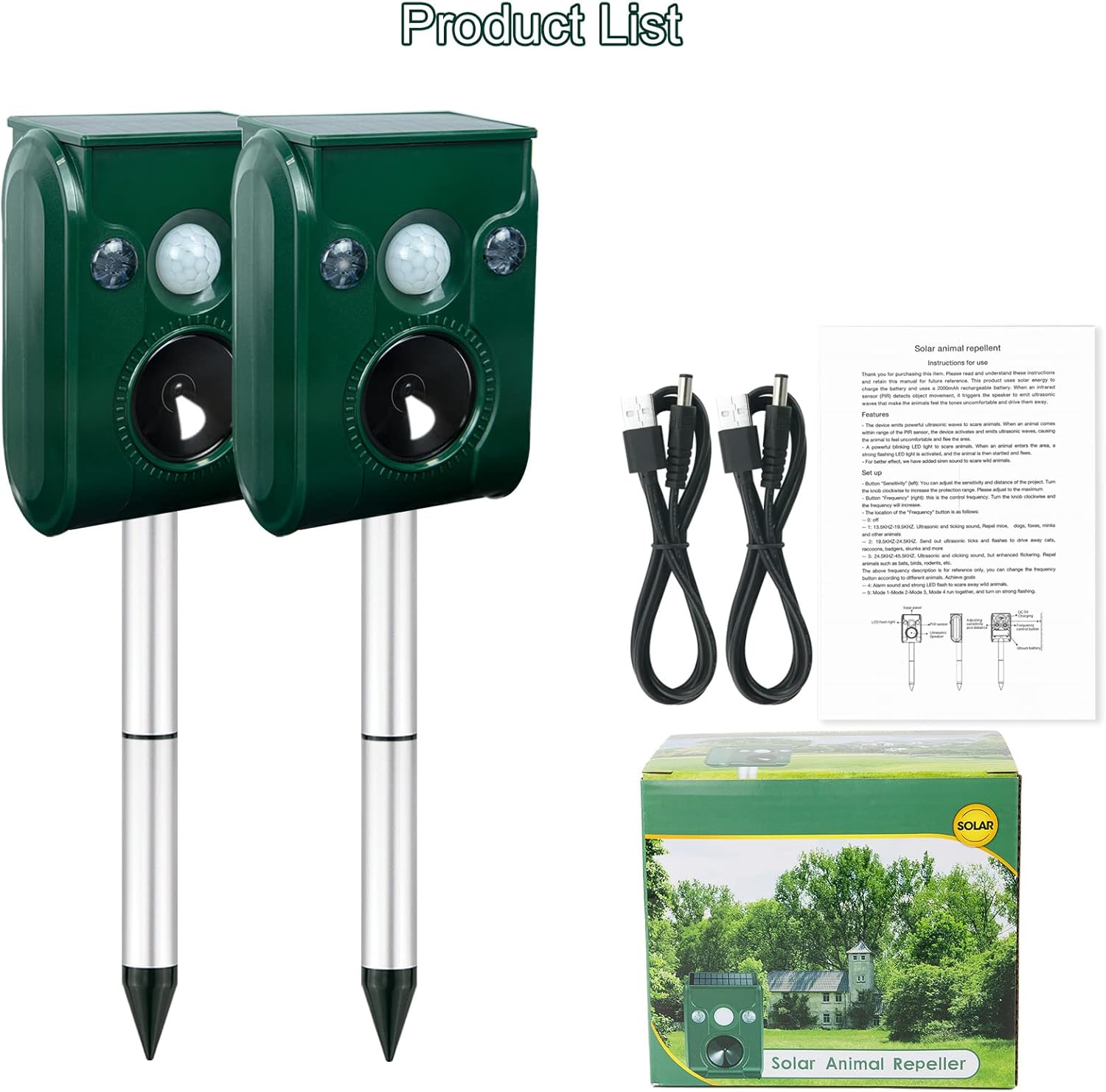 2 Pack Solar Animal Repellent, Ultrasonic pest Repeller, Cat Repellent Outdoor, Squirrel Repellent, Deer Repellent,Waterproof,Siren and Flash Animal Repellent,Repel,Dog, Raccoon, Skunk,Rodent.