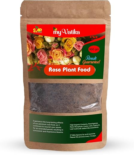 My Vatika Rose Plant Food | 900g | Specialized Fertilizer for Healthy Growth & Blooms | Organic Nutrition for Indoor & Outdoor Roses