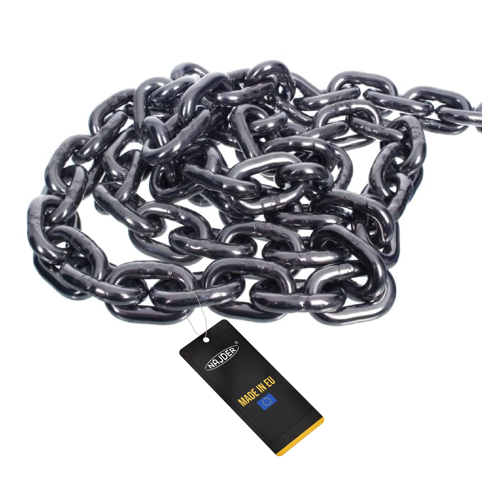 NAJDER Edelstahlkette 5m, Edelstahl Ketten, Sicherungskette, Kette Hängesessel, Absperrketten, Max 1180kg, 5mm x 5m, DIN 766, Dicke 5mm, Edelstahl A4, Inox, AISI 316, Premium Qualität