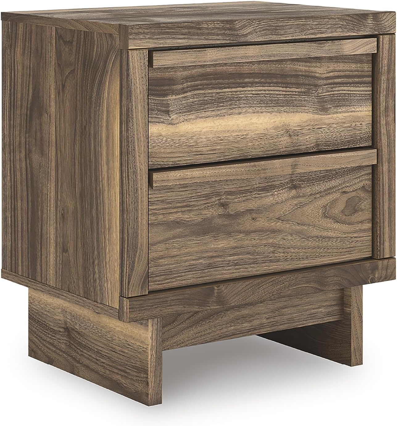 Signature Design by Ashley Darcalli Mid-Century 2-Drawer Nightstand with USB Ports and Wireless Charging, Light Brown