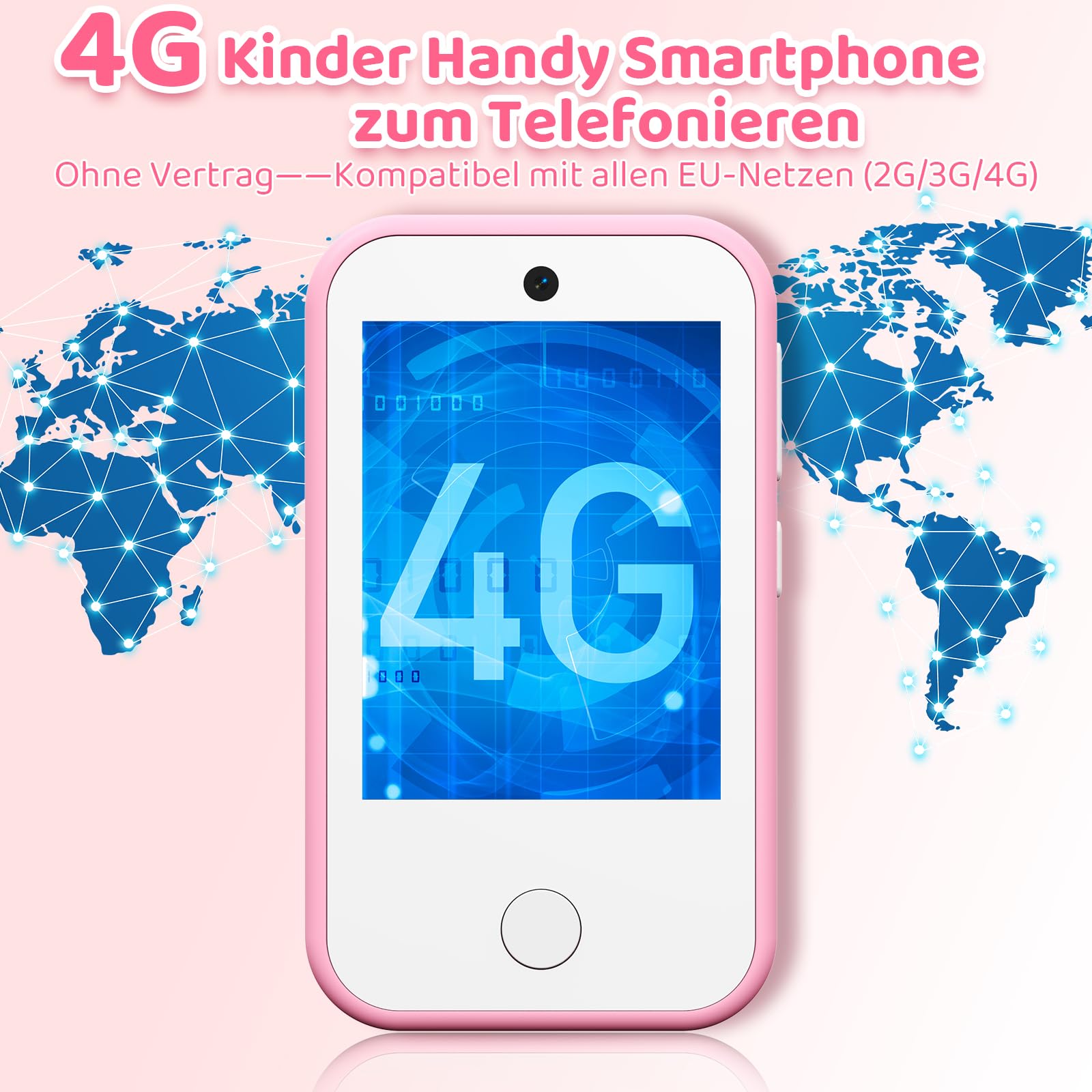 CHAKEYAKE Kinderhandy, 4G Kinder Smartphone Ohne Vertrag mit Dual-Kamera, 2,8 Zoll HD-Touchscreen, MP3-Player, Taschenlampe, Mini-Handy mit Lernspielen, Geschenk für Jungen und Mädchen von 3-12 Jahren