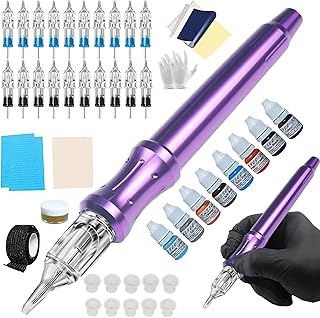 Tattoo Kit Handpoke Tattoo Manual Kit 20PCS Tattoo Cartridge Needles,Han...