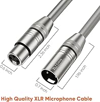 Vista 4 de CableCreation Cable XLR de 10 pies, cable de micrófono macho a hembra, cable de micrófono XLR trenzado de nailon equilibrado resistente, compatible