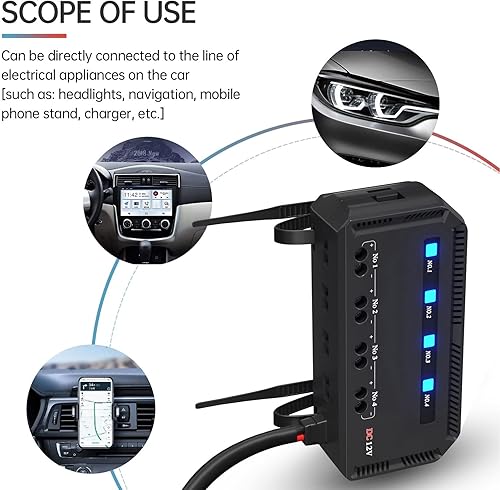 Miniatura 5 de Caja de relés, 4 vías y caja de relés, cableado rápido 12V 20A con indicador LED para motocicleta, coche, camión, RV EV