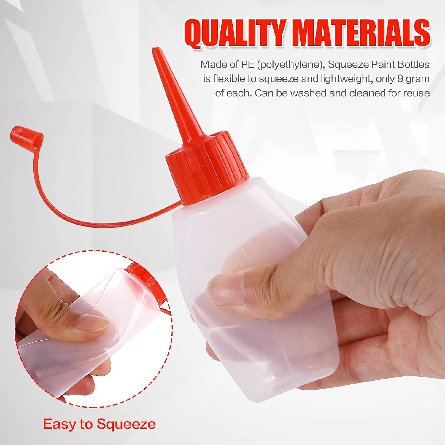 KINMAD 12 pcs 2 oz Plastic Empty Paint Crafts Squeeze Bottles for Glue, Condiments, and Cake Decorating