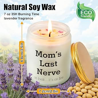 Gifts for Mom from Daughter Son, Best Mom Birthday Gifts | Mom's Last Nerve Scented Candle Sets with Electric Lighter, Funny Thanksgiving Christmas Stocking Stuffers for Stepmother