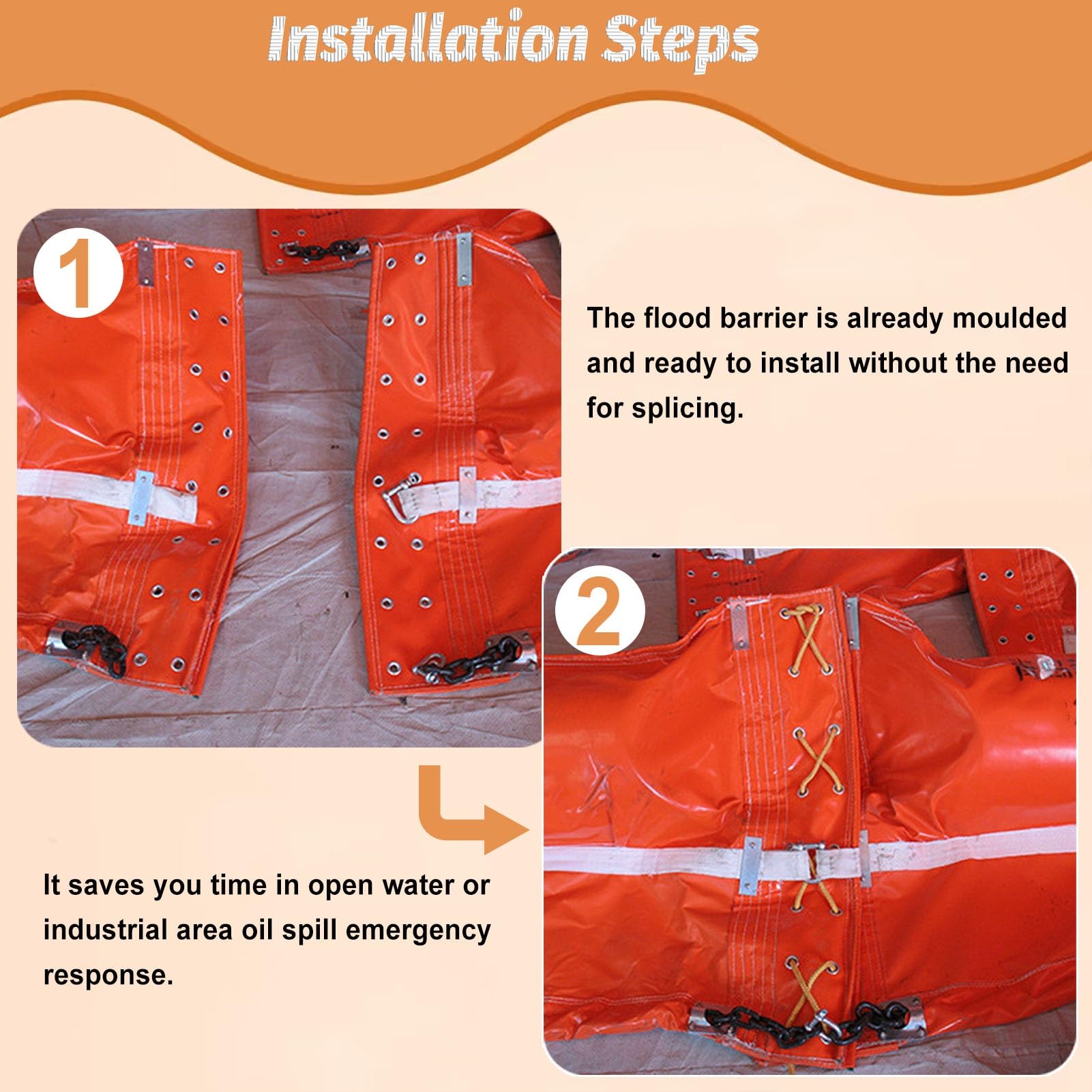 Bouée Anti-Pollution en PVC, bouée Anti-Pollution en Forme d'algue, bouée Anti-Pollution Flottante en PVC, Sac de contrôle des inondations pour Le Nettoyage Marin, 20 m x 75 cm, Solution d'u