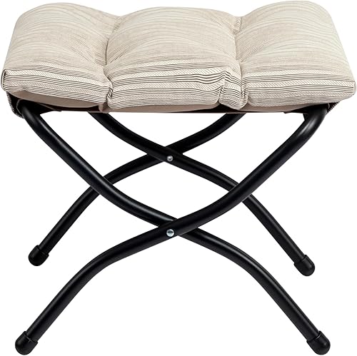 Miniatura 9 de HollyHOME Taburete reposapiés plegable de 15 pulgadas de alto, otomano plegable pequeño tapizado, taburete acolchado para sofá para silla perezosa,