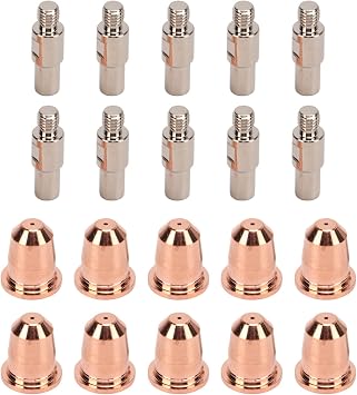 20PCS Electrode Tip Nozzle, 0.03in Plasma Cutting Consumables, High Hardness, Brass Plasma Electrode Nozzles Cups Kit for Trafimet S45