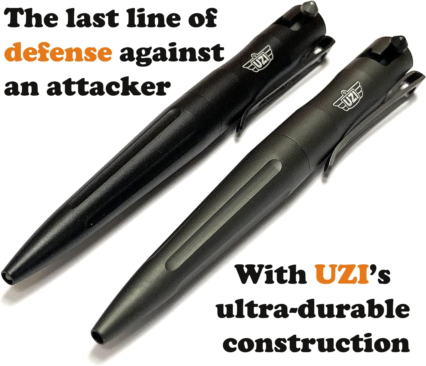 Uzi Tactical Pen Bolt Action Pen Bundle Combo Pack Black and Gun Metal Refillable Ultra Durable Lightweight Aircraft Aluminum Ballpoint Writing Set, Christmas Gift