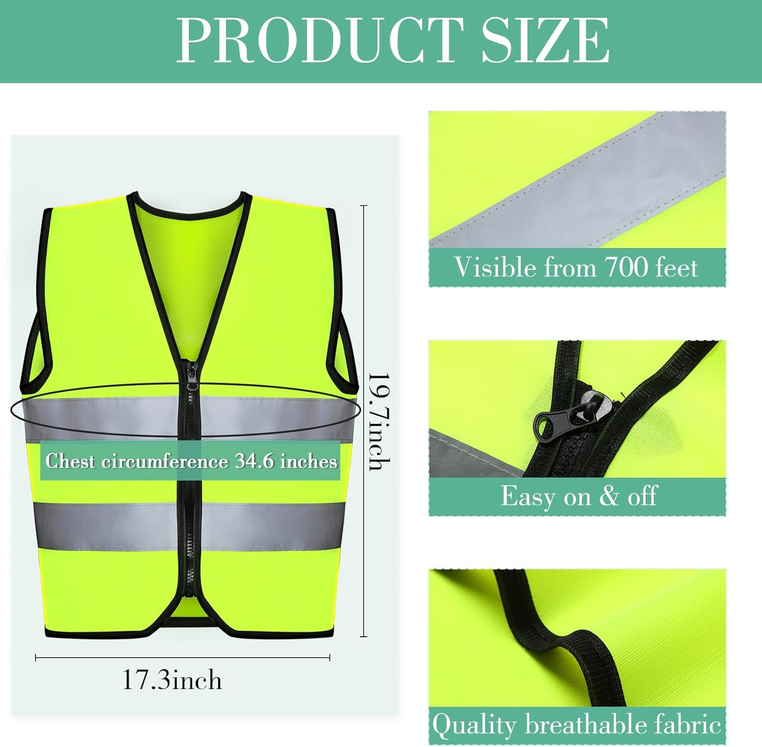 Unittype 10 Pcs Kids Safety Vest Bulk High Visibility Reflective Neon Traffic Vest with Zipper for Aged 3-10 Children