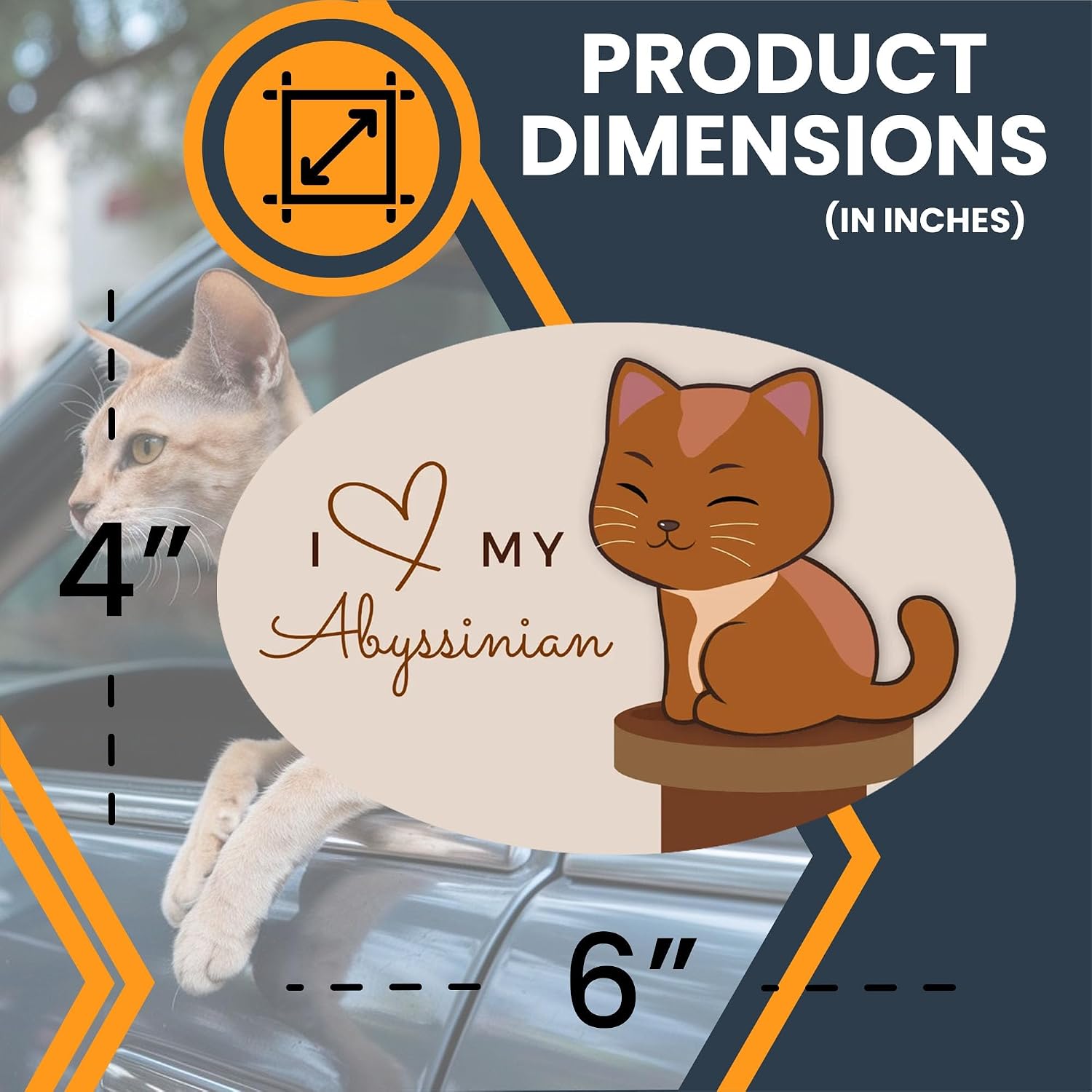 Magnet Me Up Anime I Love My Abyssinian Cute Cat Breed Car Magnet Decal, 4x6 Inches Oval, Hairless, Athletic Tabby Pattern, Collectible Souvenir Gifts, Bumper Magnet, Crafted in USA image 2