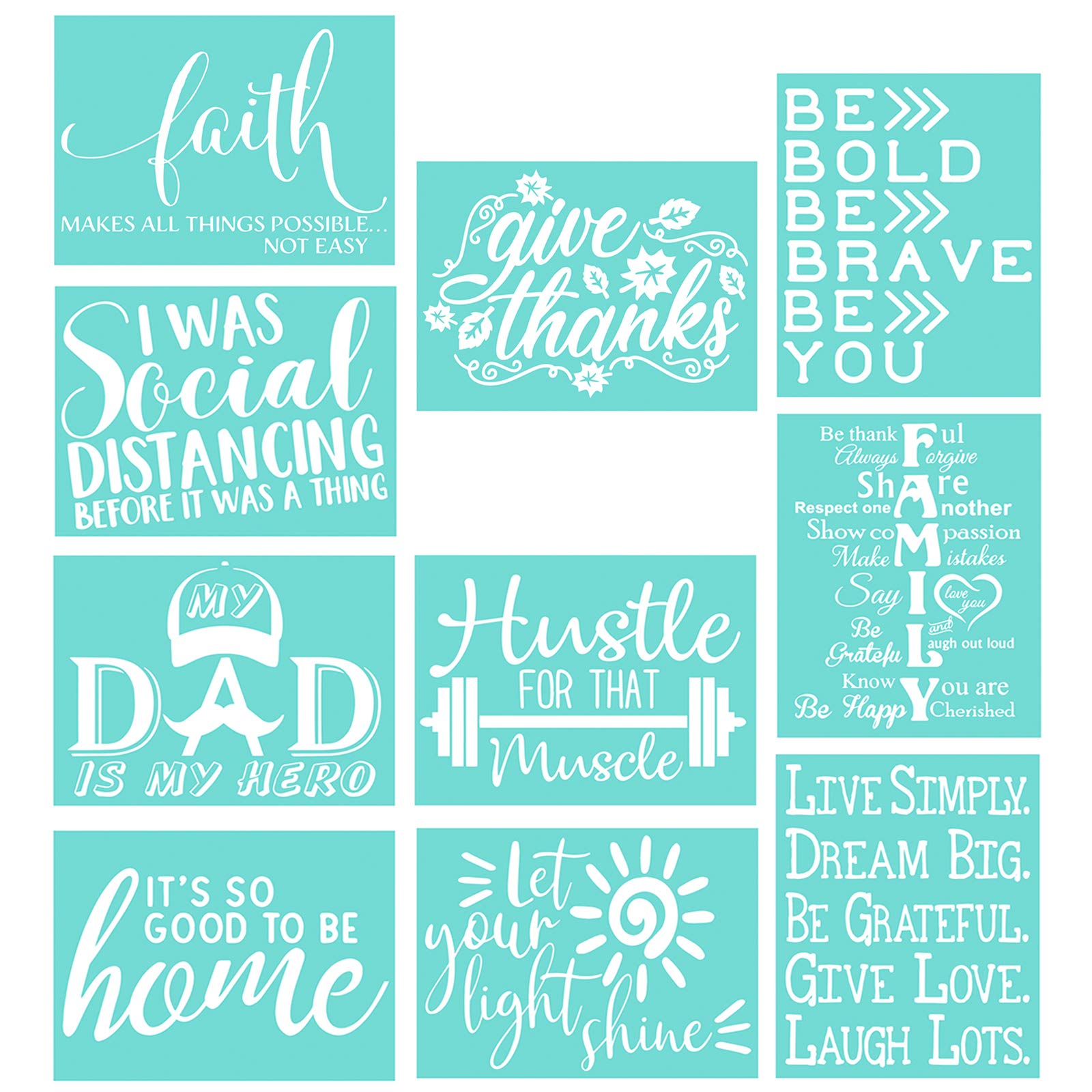 YeulionCraft Self-Adhesive Silk Screen Printing Stencil, Home Family Decor Pattern Reusable Adhesive Mesh Stencils for Decoration DIY T-Shirt Fabric Painting on Wood, Home Family