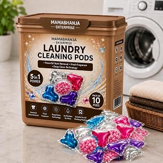MAMABHANJA ENTERPRISE Pods 5 in 1 Laundry Detergent Capsules | Spring Meadow Fragrance | Deep Stain Removal | Tough Odor Eliminator | Fabric Whitener & Brightener (10, Spring Meadow Fragrance/)