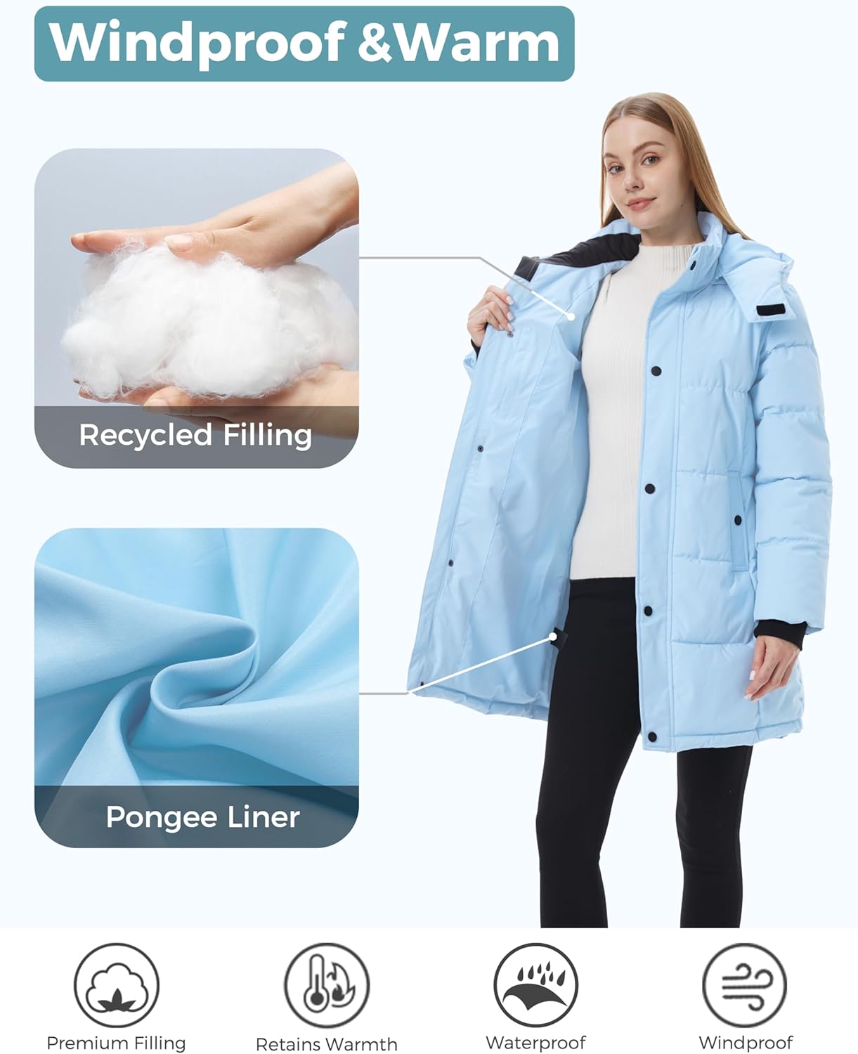 ZSHOW Women's Long Quilted Winter Coat Waterproof Warm Puffer Jacket Parka with Detachable Hood - Image 4