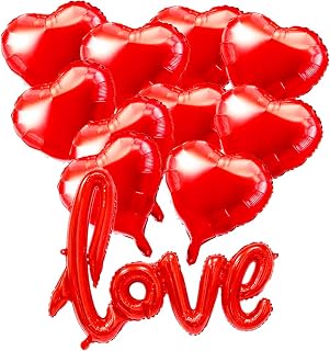 Soochat Red Heart Balloons and LOVE Balloons Kit for Valentine's Day Wedding Birthday Party Decorations 11Pcs