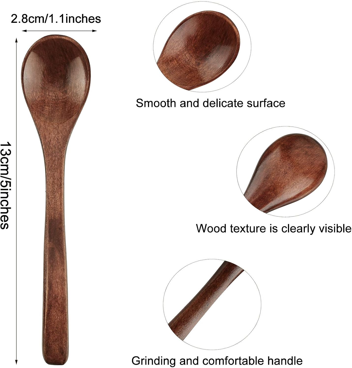 Patelai 12 Pcs 5 in Small Wood Spoons for Honey Tasting Eating, Brown