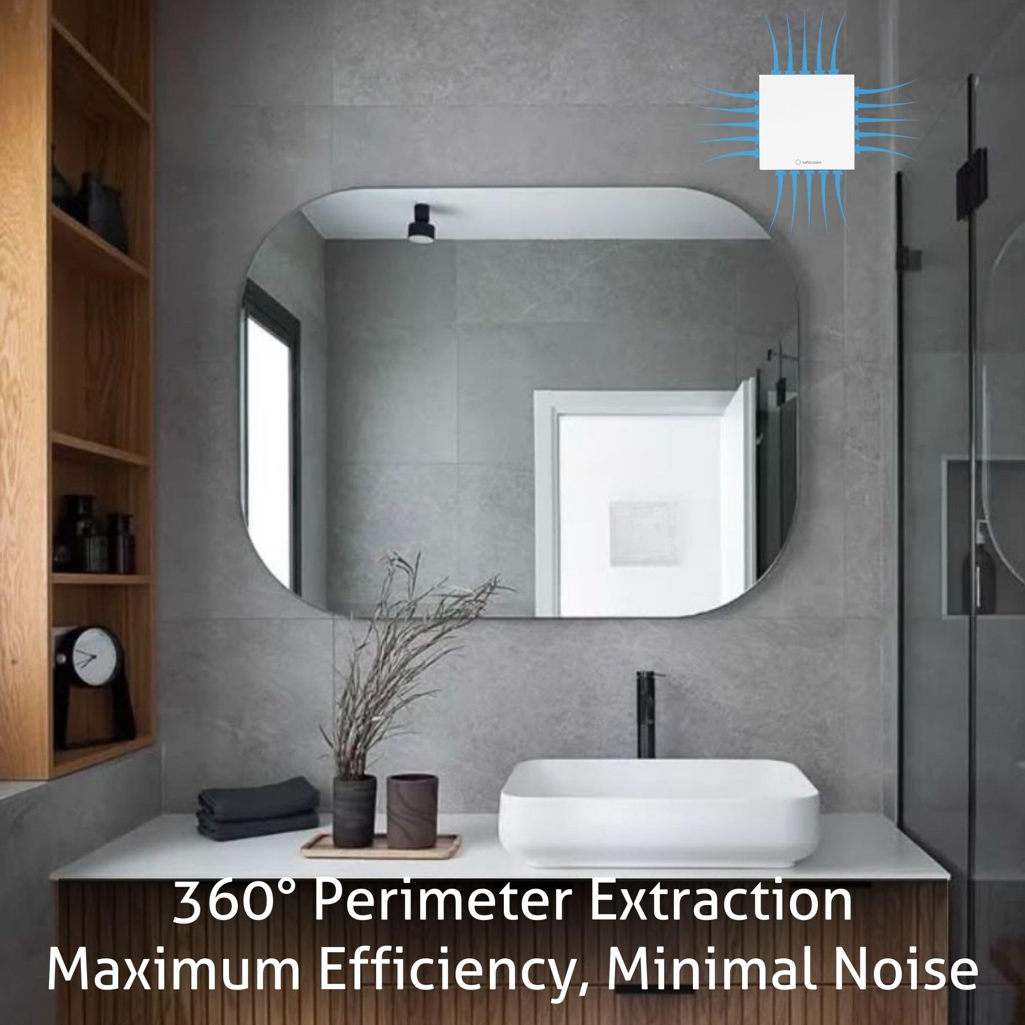 Turbionaire Arte 100SW Aspiratore Bagno, Bianco, 100 mm, Valvola di Non Ritorno, Aspirazione Perimetrale, Protezione IPX4, Per Combattere Muffa e Umidità