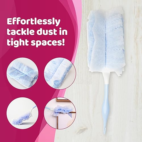 Miniatura 5 de Juego de 25 repuestos de plumero y 1 mango. Repuesto de plumero de calidad 180 multisuperficie, cabezal de repuesto desechable a granel, para