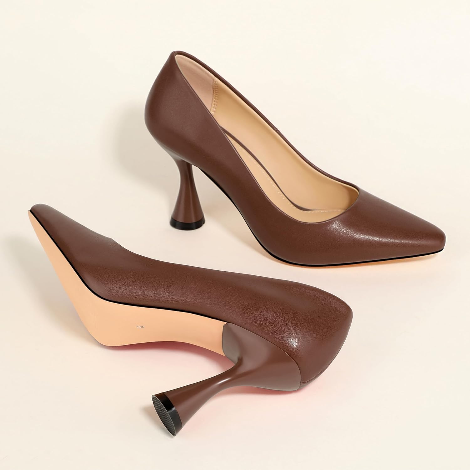 SHOWFOREST Women's Pumps High Heel Square Toe Slip on Work Heels for Women Business Office Party Dress Pumps Shoes with 3.5 Inch Chunky Heel - Image 6