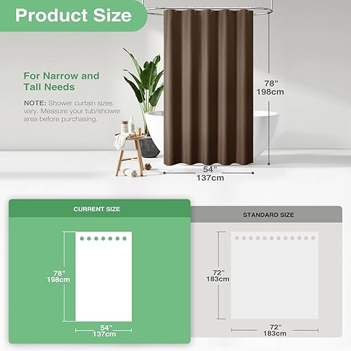 Vista 187 de Dynamene Cortina de ducha larga de tela negra – Cortinas de ducha de tela alta y resistente con textura de gofre, juego de cortina de baño de lujo