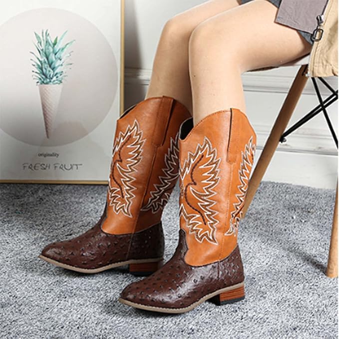Vintage Pattern Embroidered Western Platform