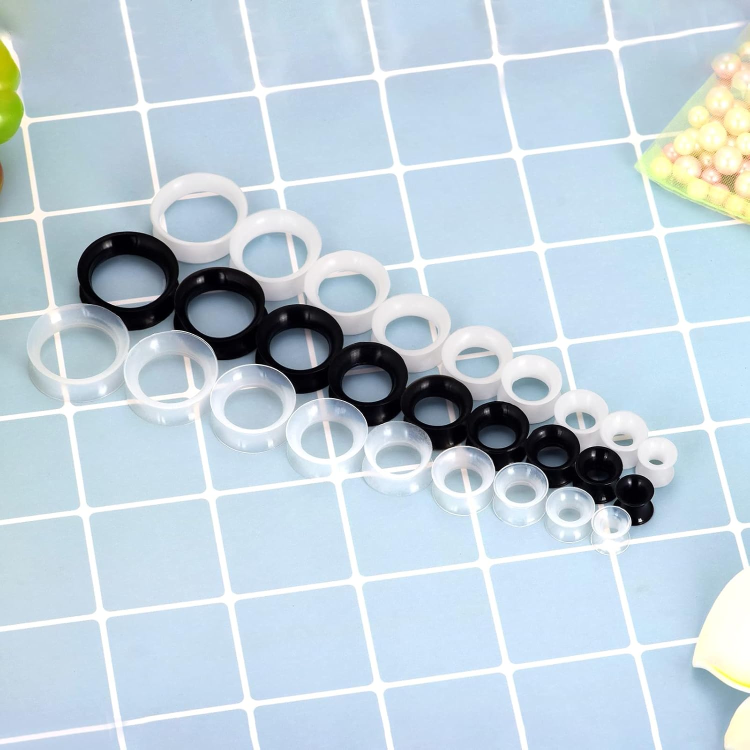 YOFANST 12pcs Brown Wood Plugs Black White Clear Silicone Ear Tunnels Earrings Stretcher Piercing Gauge 2g-7/8 inch
