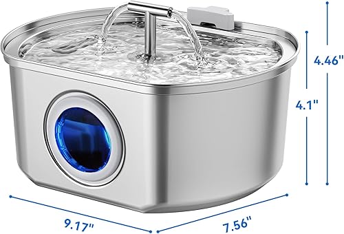 Miniatura 9 de Fuente de agua para gatos de acero inoxidable  Fuente de agua para mascotas para gatos en interiores  Dispensador automático de agua de 3.2L108 oz