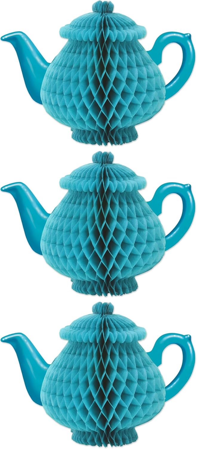 Beistle Tissue Teapot Centerpiece, 7, Blue