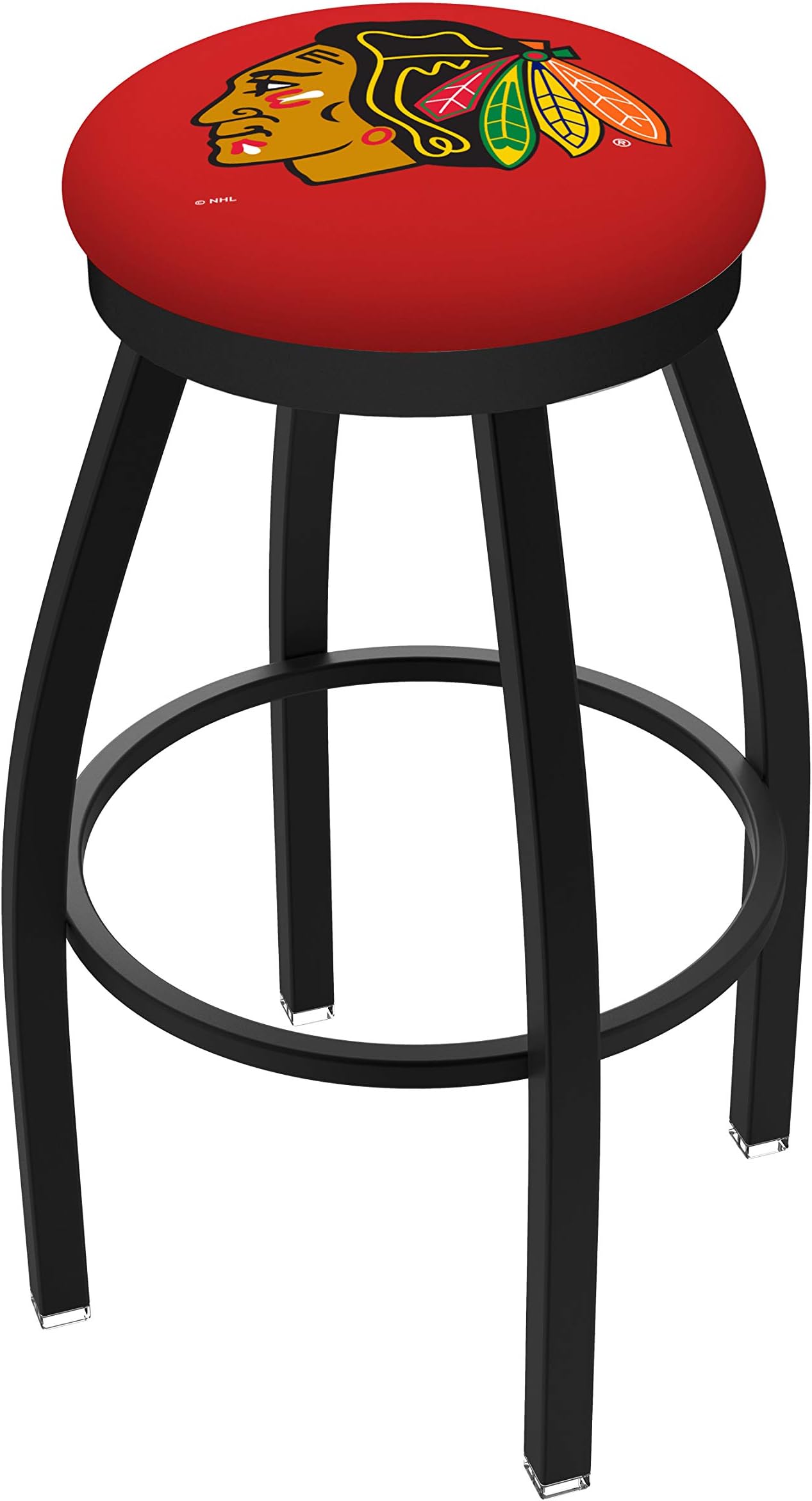 30" L8B2B - Black Wrinkle Chicago Blackhawks Swivel Bar Stool with Accent Ring by Holland Bar Stool Company