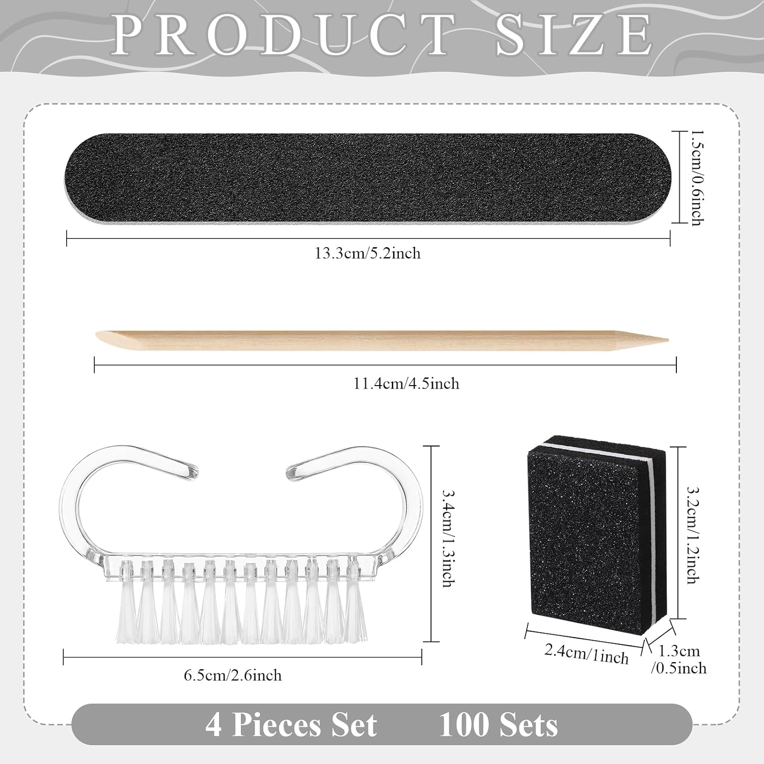 100 Sets 4 in 1 Disposable Manicure Kit Bulk, Black