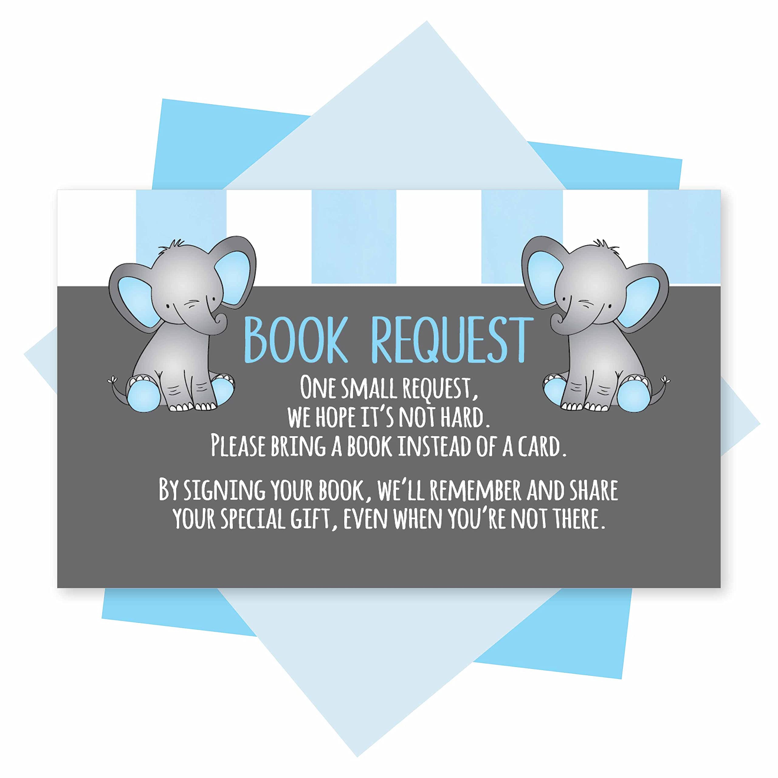 25 Book Request Baby Shower Guest Book Alternative - Baby Elephant Baby Shower Invitation Inserts, Books For Baby Shower Request Cards, Bring A Book Instead Of A Card, Baby Shower Book Request For Boy-image-37