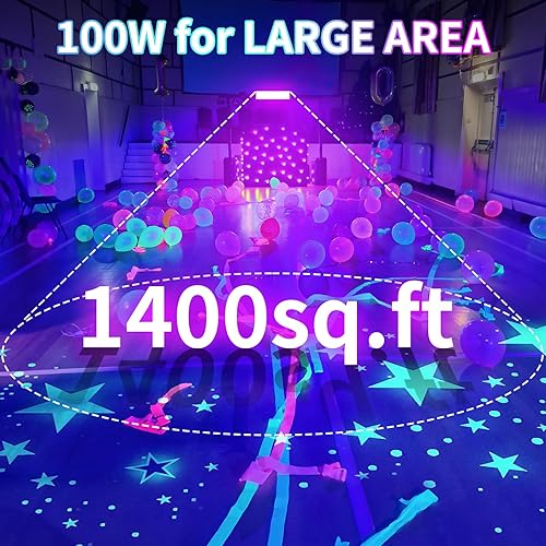 Miniatura 4 de Paquete de 3 barras de luz negra mejoradas de 100 W, luz de inundación de luz negra con 104 LED enchufe+interruptor+cable de alimentación de 5 pies,