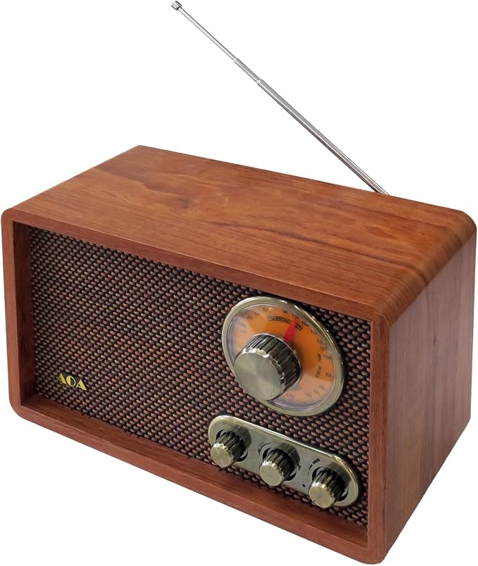 Vintage Wooden AM/FM Bluetooth Radio with Tone Control Rechargeable ...
