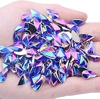 Vista 17 de 200 diamantes de imitación de gota de agua, diamantes de imitación de resina con parte trasera plana para manualidades, ropa, decoración de Verde AB